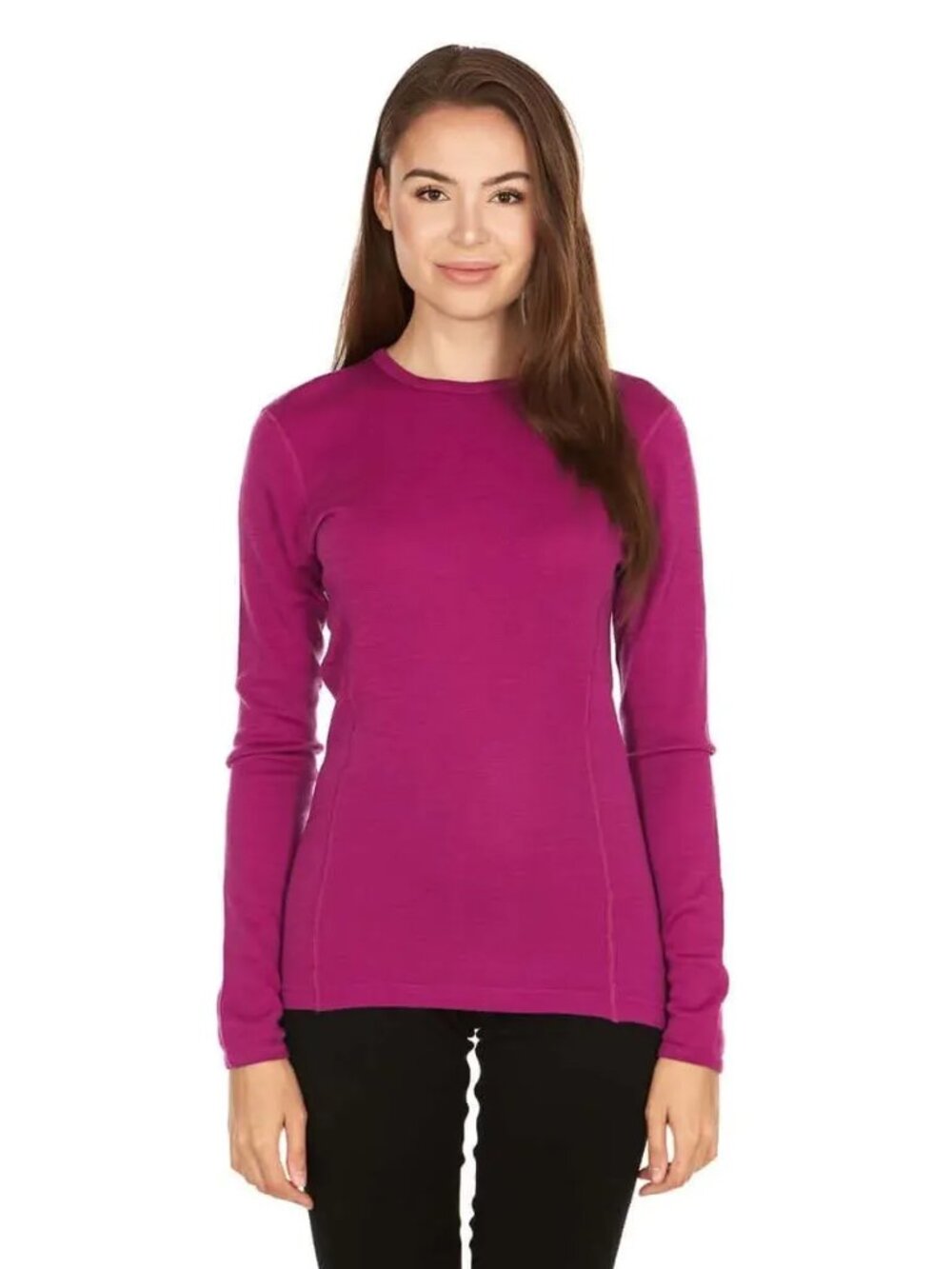 Minus33 100% Merino Wool Crewneck Top Radiant Violet Size Large FLAWS
